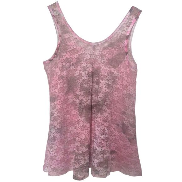 Charlotte Russe Pink Lace Tank Top Y2K Fairy Kidcore Size Medium - Picture 2 of 3